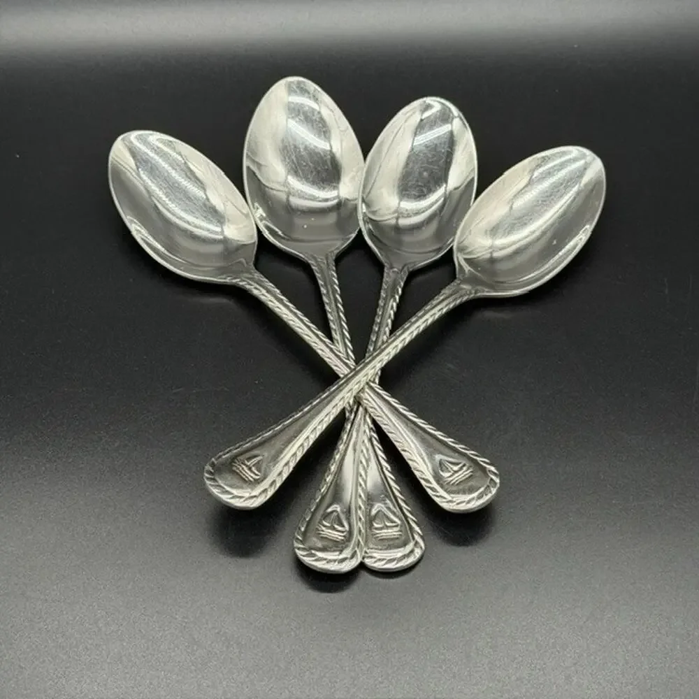 Wallace Nautica Soup Spoon~Rope Edge~Sailboat~7 3/4